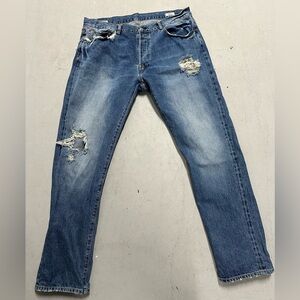 Oobe Brand Japanese Selvedge Jeans Mens 38x32 Blue Tapered Distressed